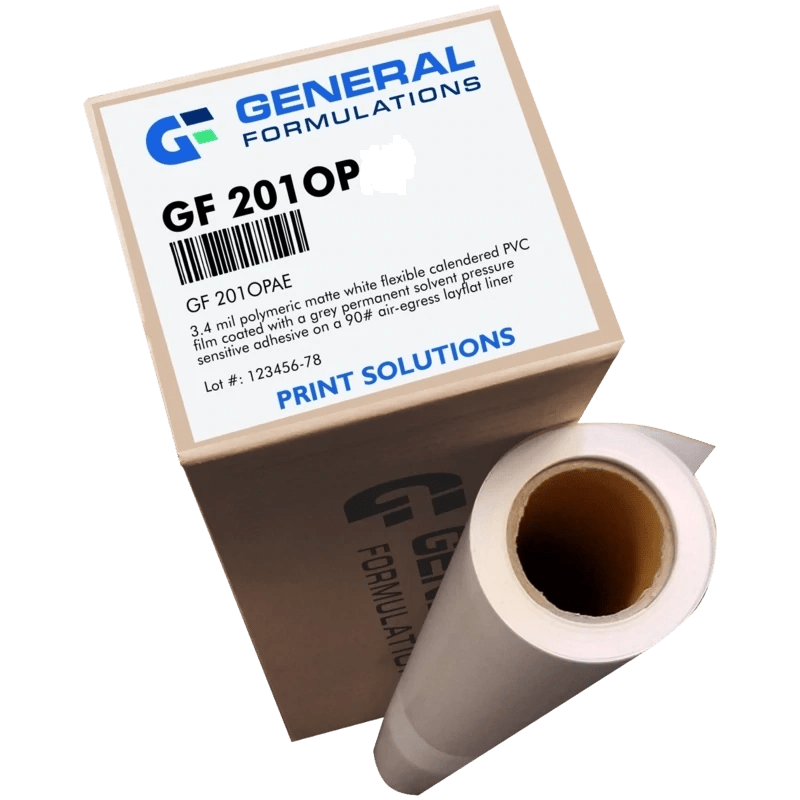 General Formulation 201OP New Solvent Adhesive 3.4 mil - Matte White Opaque Vinyl (150 Feet)