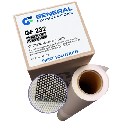 General Formulations 232 WindowMark™ UV Digital OUTFRONT Approved 6.0 mil - Matte White Perforated 50/50 Film