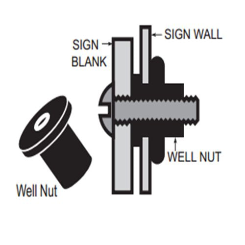 PACKAGE OF 100 WELL NUTS W/SCREWS FOR A-FRAMES