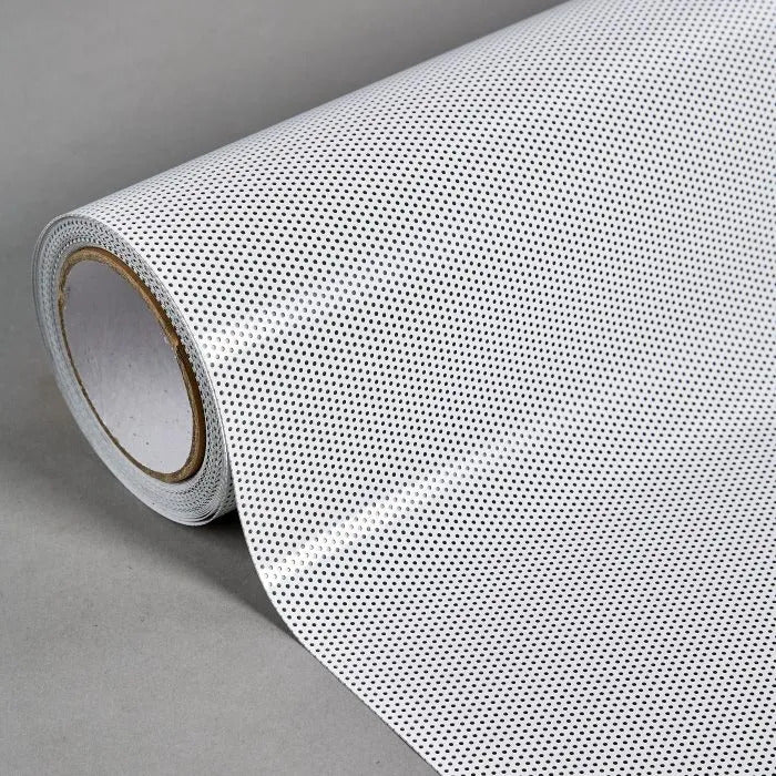 CONTRA VISION WHITE ON BLACK PERFORATED DUAL COLOR SIGNAGE FILM 