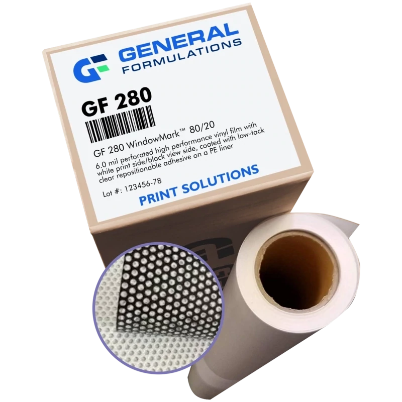 General Formulation 280 WindowMark™ 6.0 mil - Matte White Perforated 80/20 Window Film
