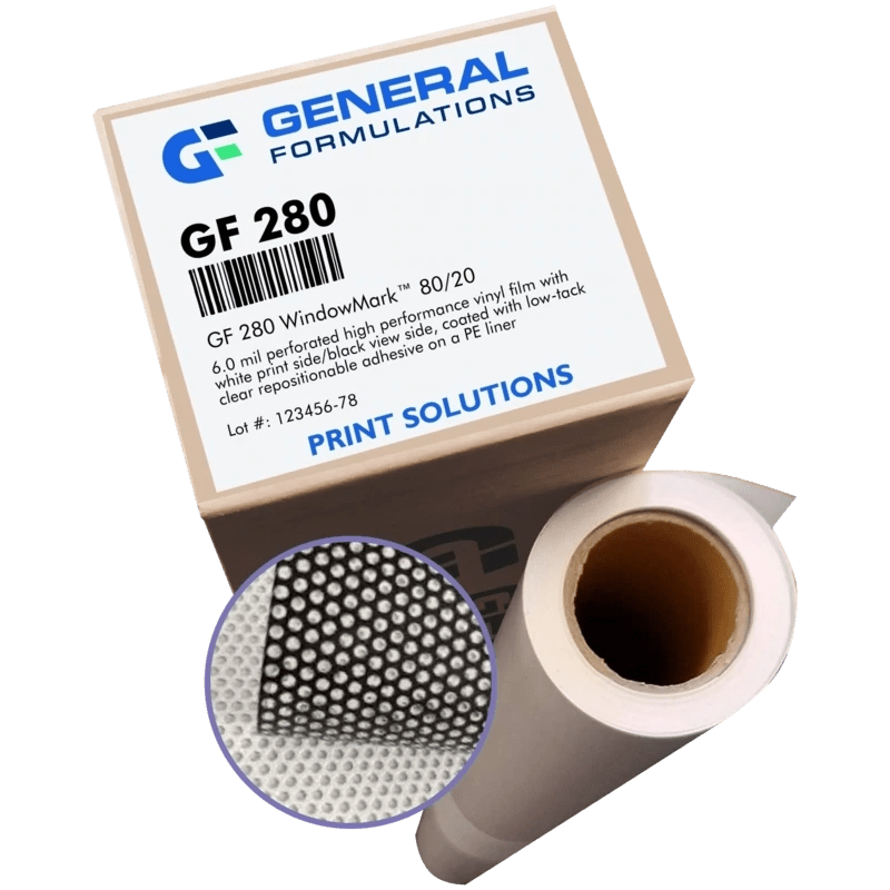 General Formulations GF 280 WindowMark Matte White Perforated 80/20 Window Film