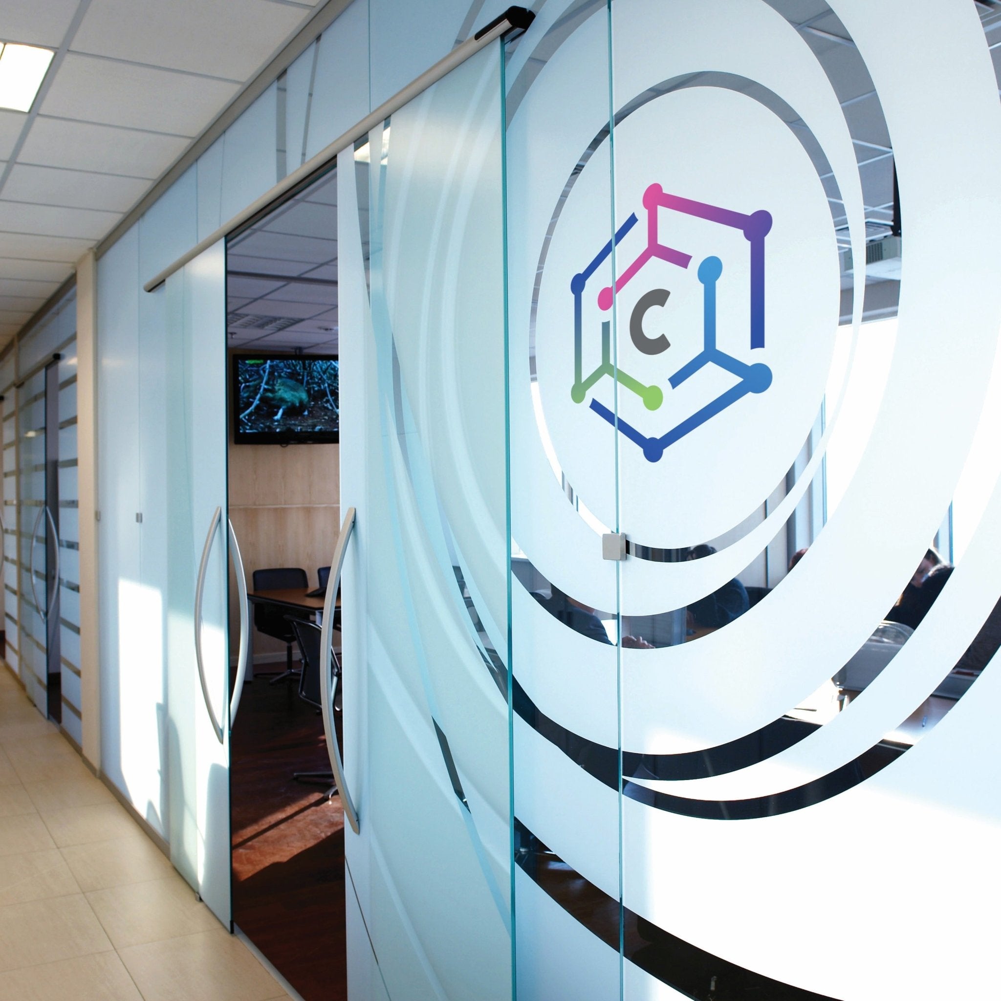 General Formulations® GFC790AE Print - N - Privacy™ 3 - mil Polymeric Etched Glass Vinyl (Light) - SFPlastics&sSignSupply
